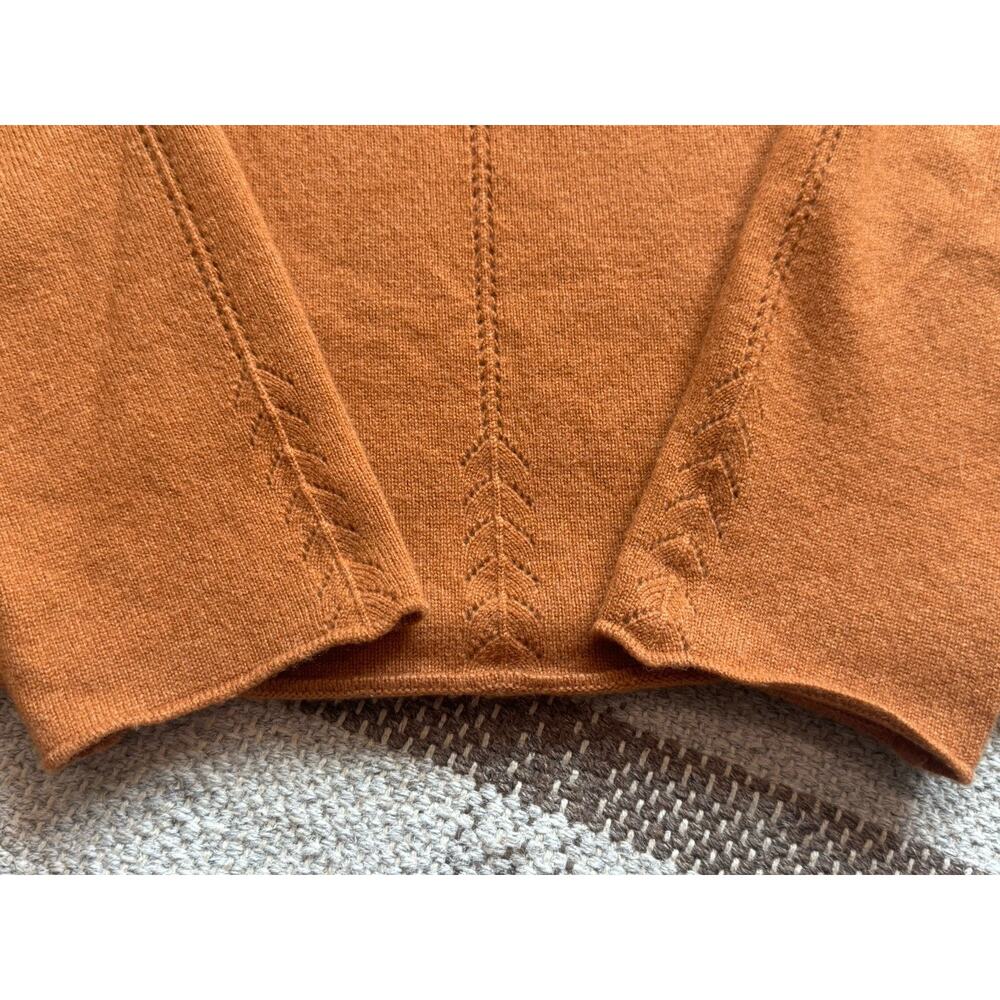 Saks Fifth Avenue 100% Cashmere Sweater Medium Burnt Orange Knit High Mock Neck - Picture 6 of 7